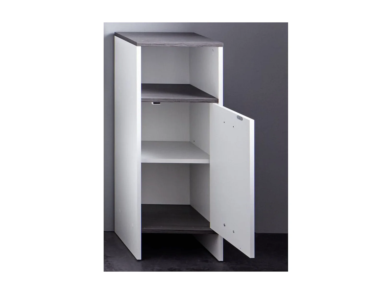 Armoire sur sol de bain SanDiego blanc et argenté fumé