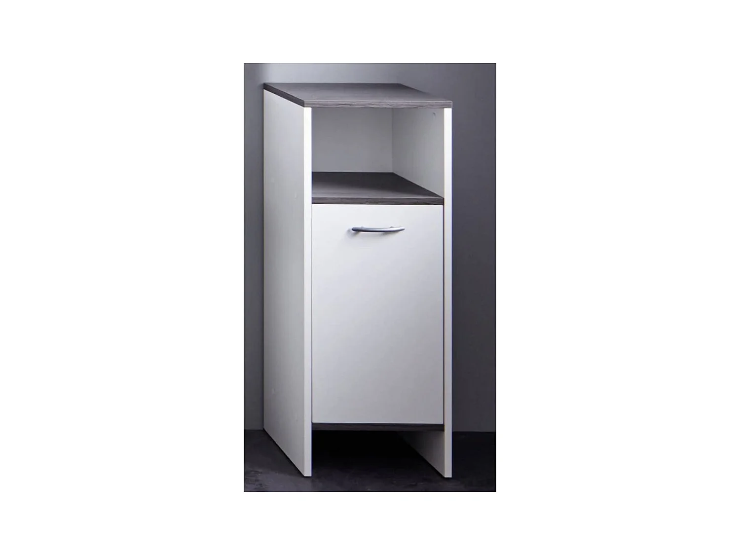Armoire sur sol de bain SanDiego blanc et argenté fumé