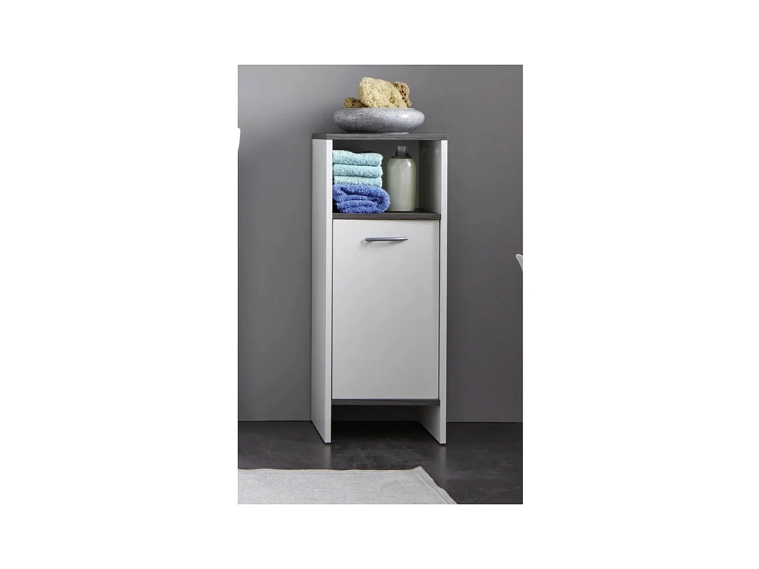 Armoire sur sol de bain SanDiego blanc et argenté fumé