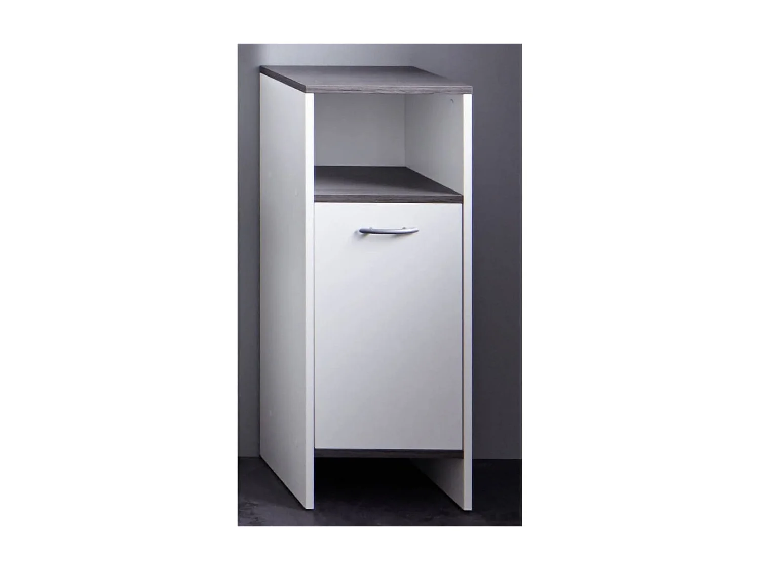 Armoire sur sol de bain SanDiego blanc et argenté fumé