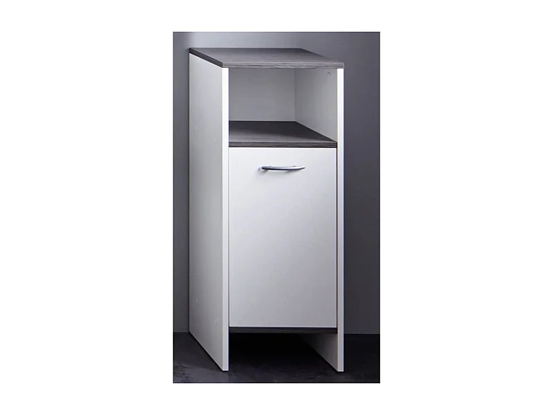 Armoire sur sol de bain SanDiego blanc et argenté fumé