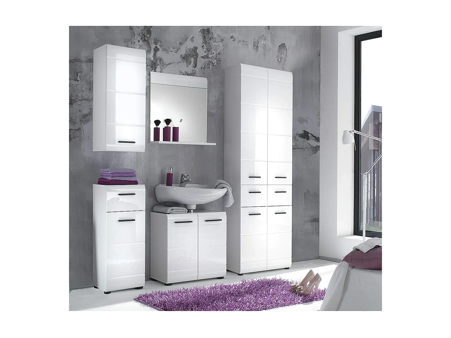 Armoire de rangement de salle de bain Skin blanc