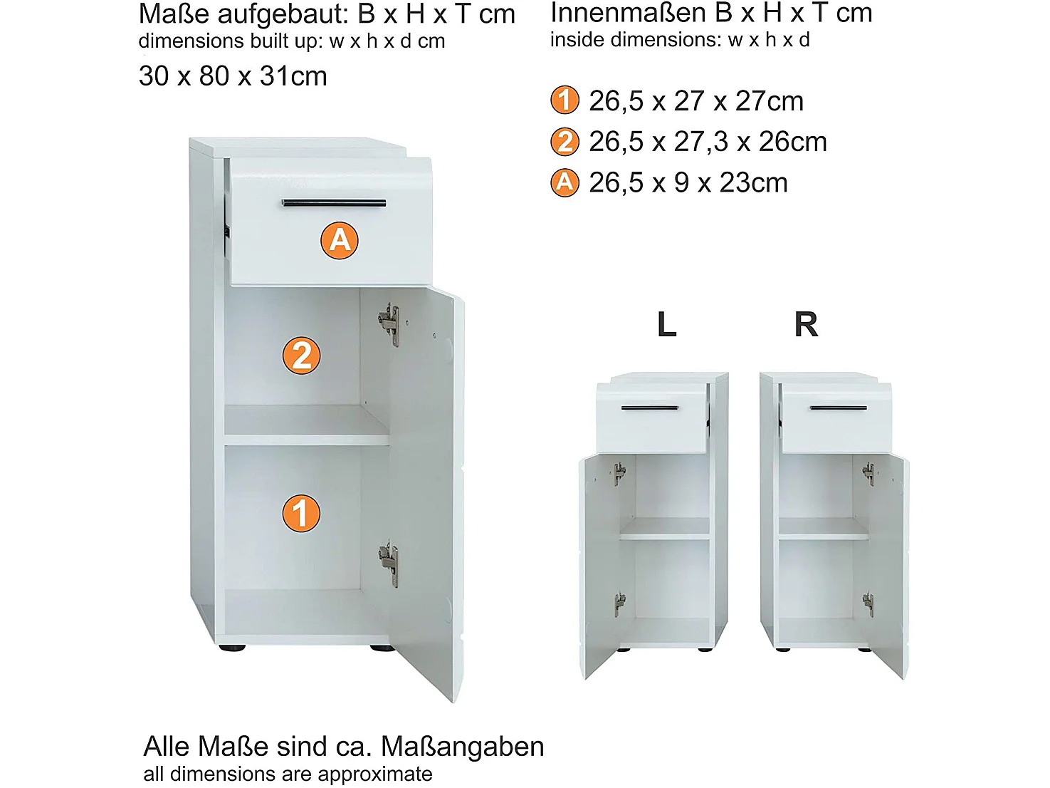 Armoire de rangement de salle de bain Skin blanc