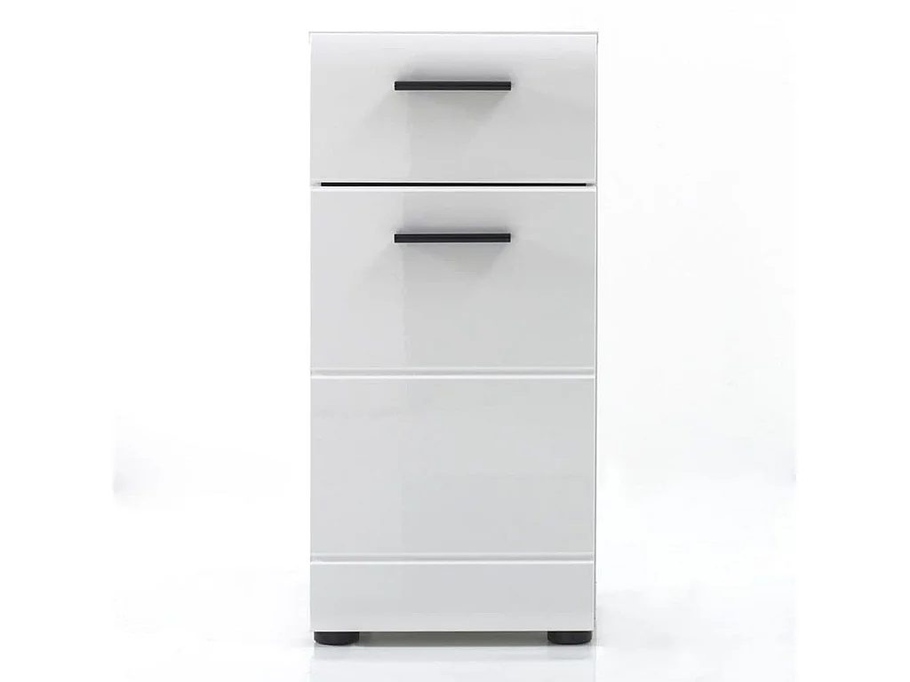 Badkameropberger 1 deur 1 lade in glanzend wit melamine Kinzo