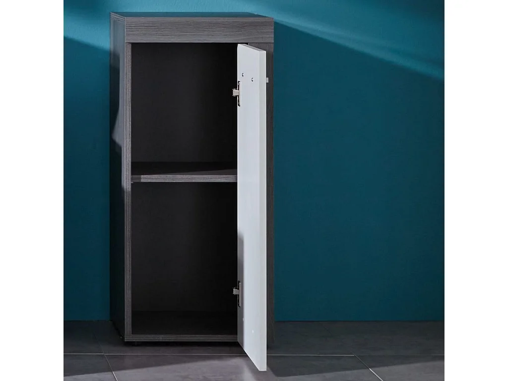 Armoire de rangement de sol Miami Blanc et argenté fumé