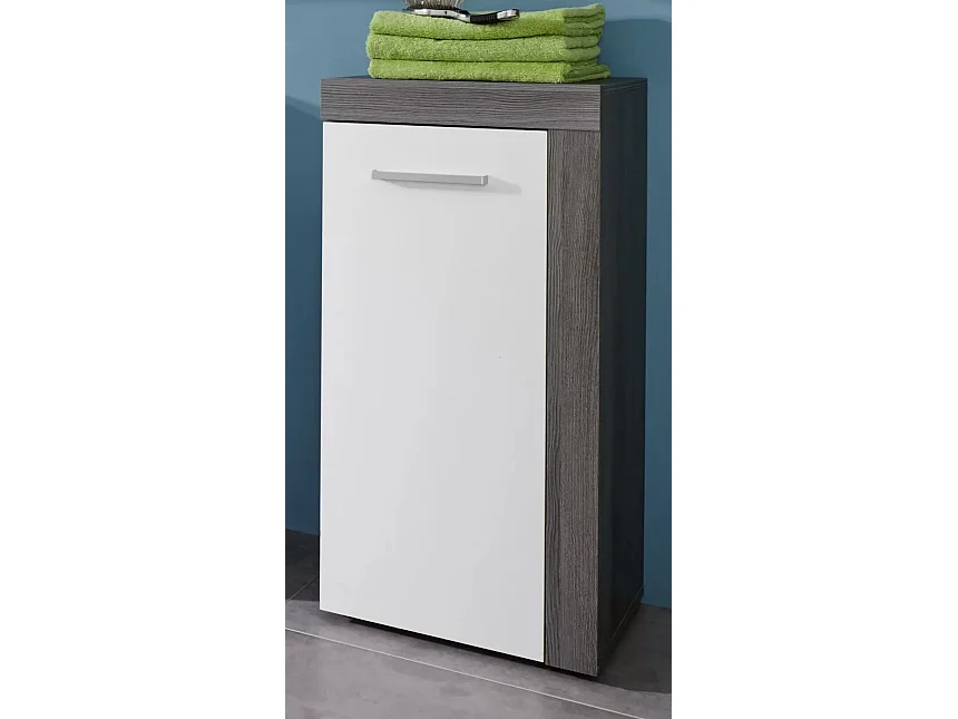 Armoire de rangement de sol Miami Blanc et argenté fumé