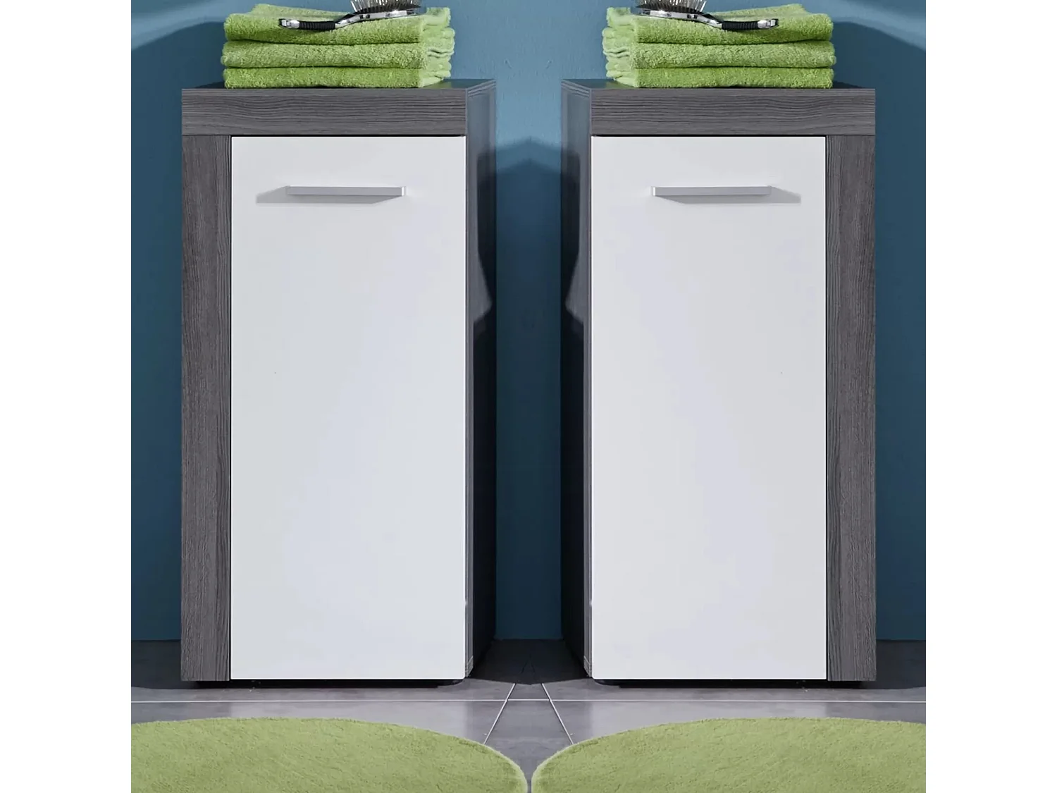 Armoire de rangement de sol Miami Blanc et argenté fumé