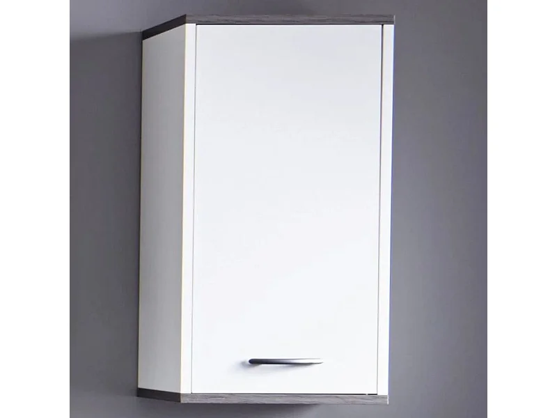 Armoire murale de rangement SanDiego blanc et argenté fumé