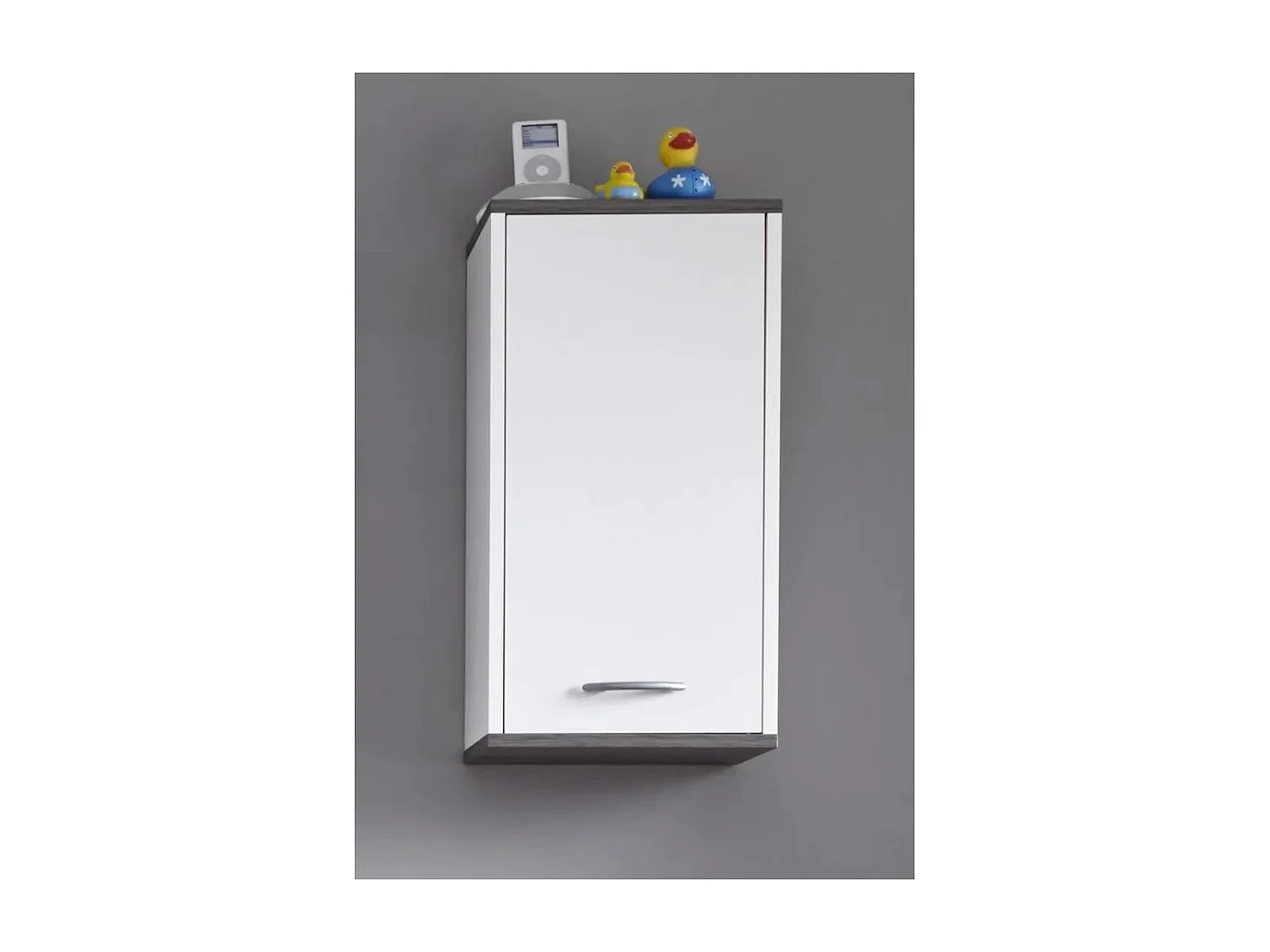 Dufay wit en matgrijs melamine 1-deurs badkamermeubel