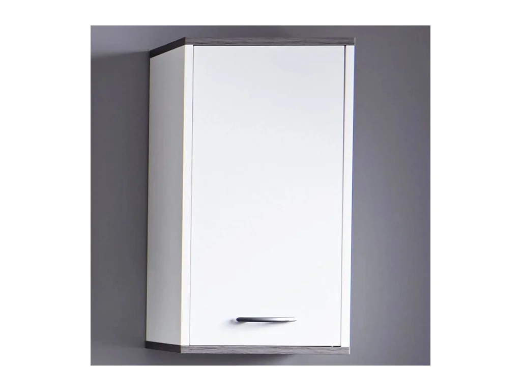 Armoire murale de rangement SanDiego blanc et argenté fumé