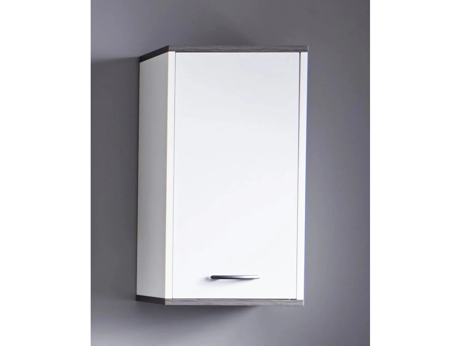 Armoire murale de rangement SanDiego blanc et argenté fumé