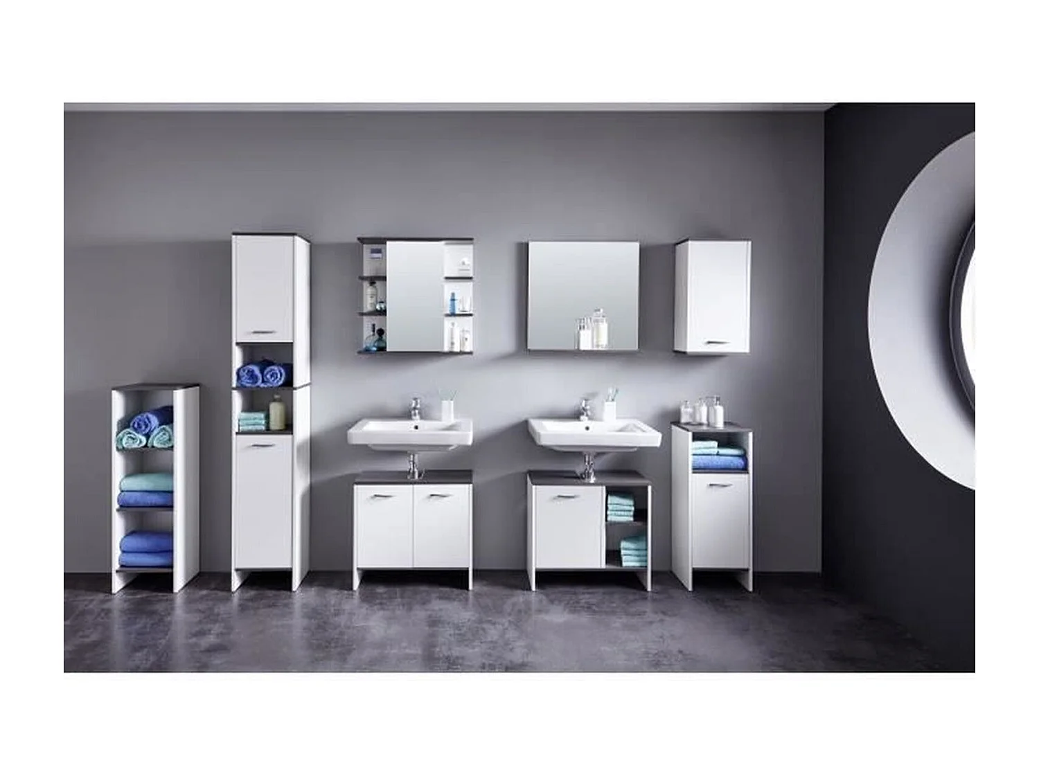 Étagère de salle de bain SanDiego blanc et argenté fumé