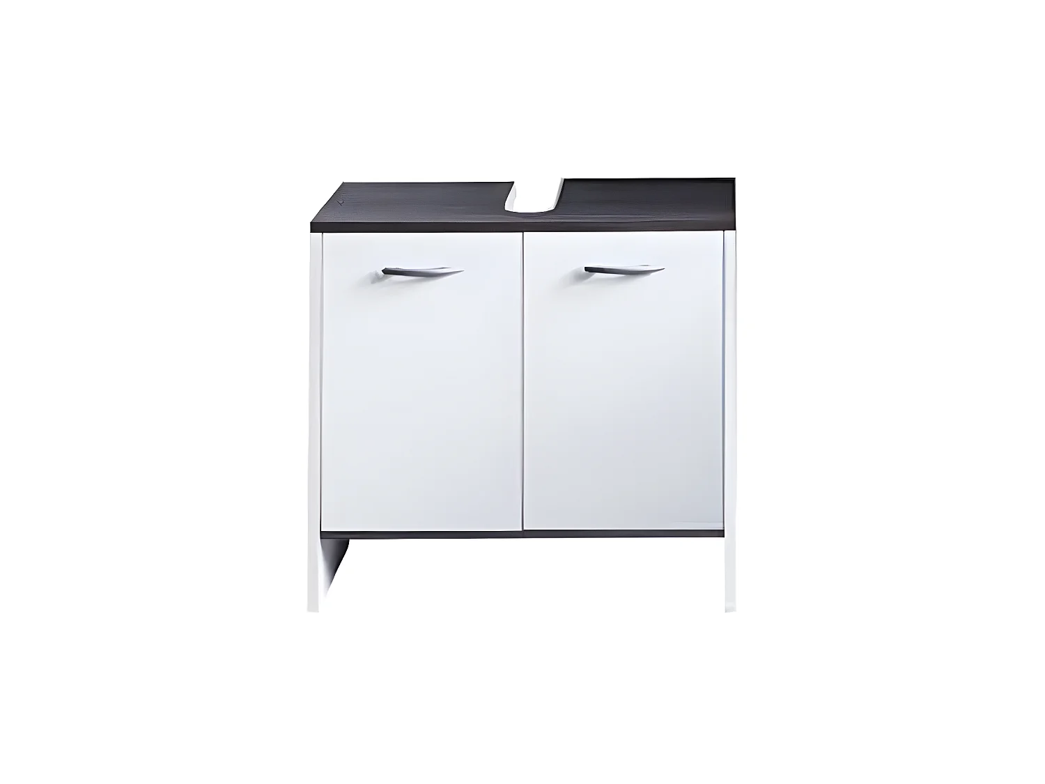 Meuble de vasque et 2 portes SanDiego Blanc et argenté fumé