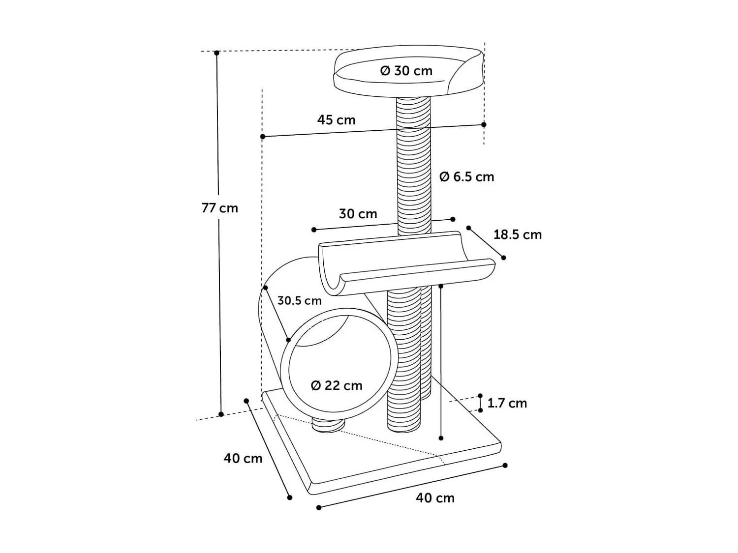 Kattenmeubel Burt 40x40x77 cm grijs