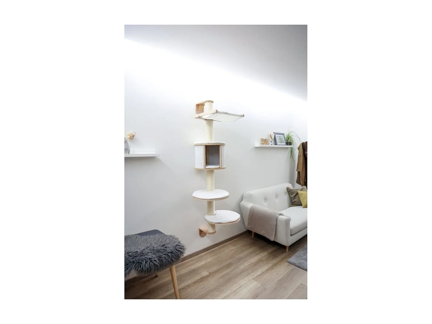 Wandgemonteerde krabpaal Dolomit wit 168 cm 81500