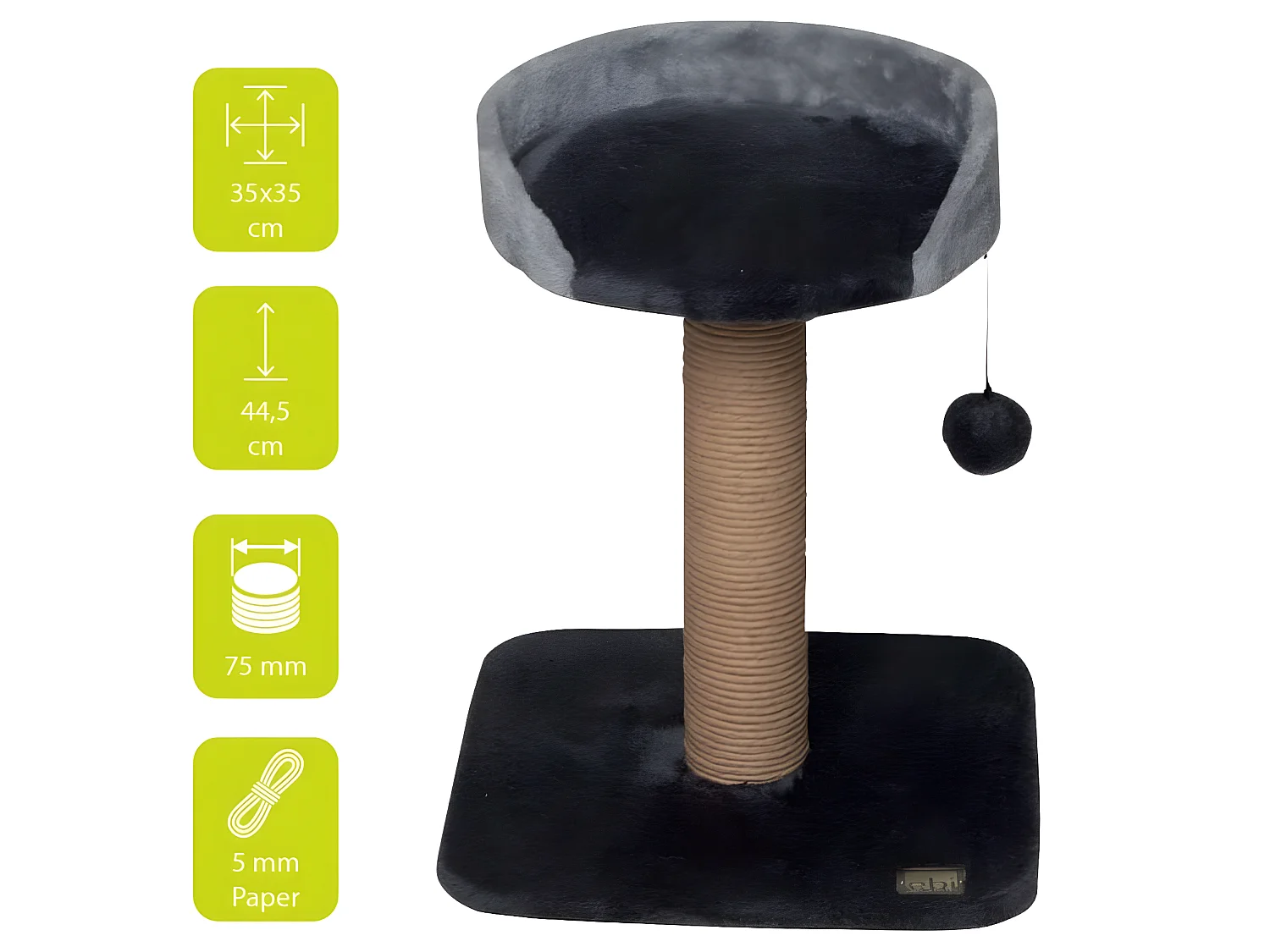 Arbre à chat Grove 35x35x44,5 cm Noir et gris