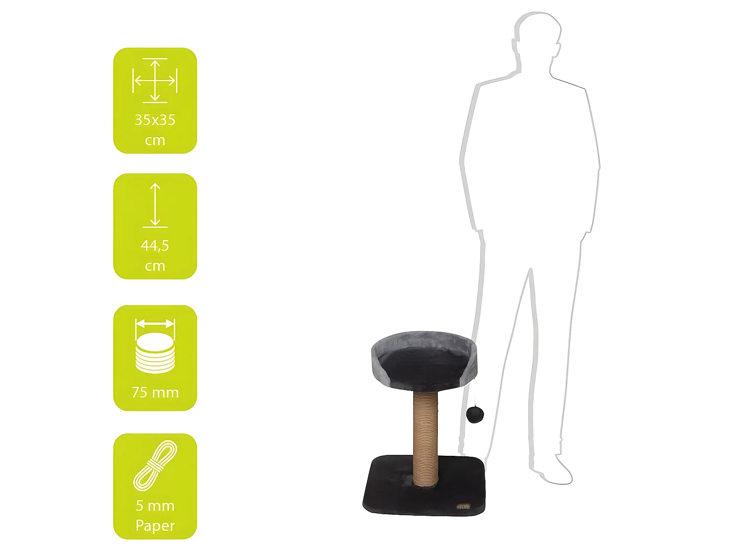 Arbre à chat Grove 35x35x44,5 cm Noir et gris