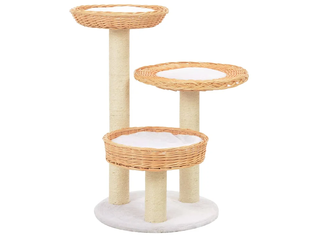 Albero per Gatti con Tiragraffi in Legno di Salice Naturale