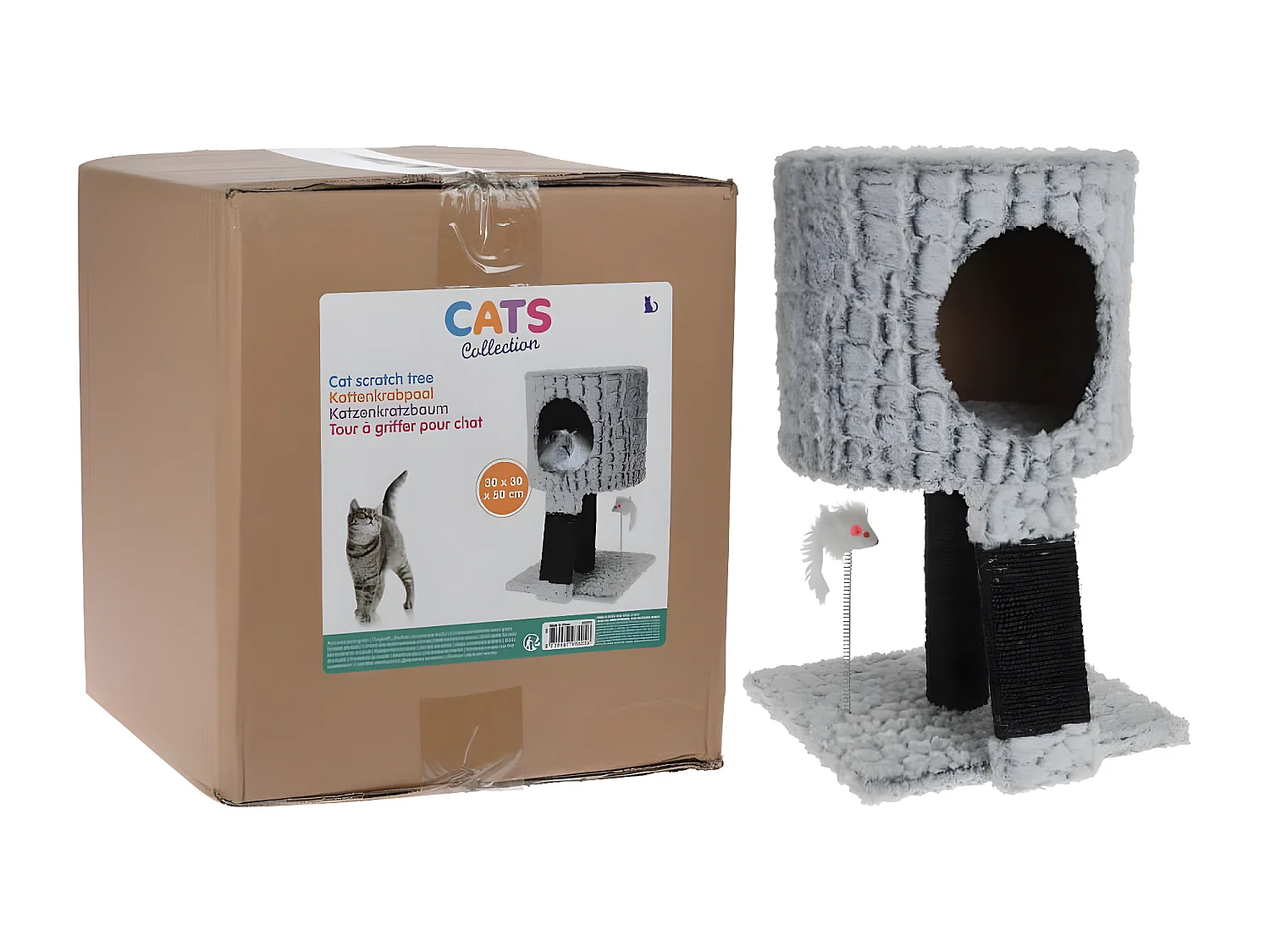 Kattenmeubel met muis 30x30x40 cm