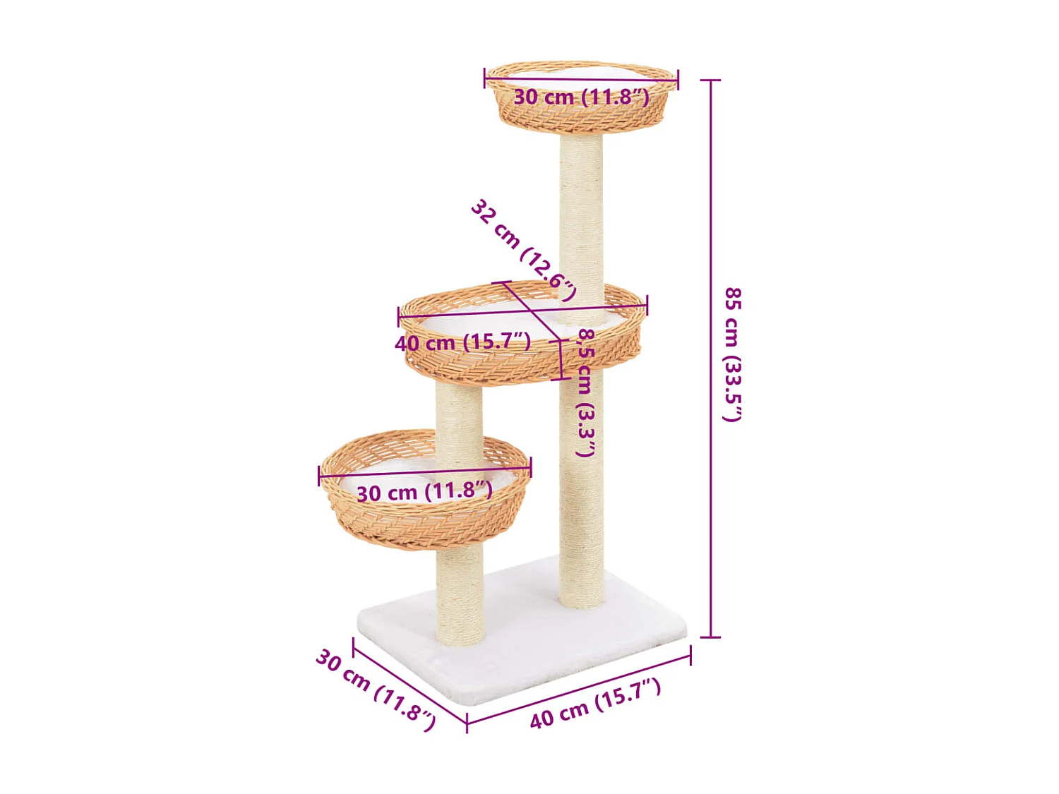 Katzen-Kratzbaum Sisal Natürliches Weidenholz