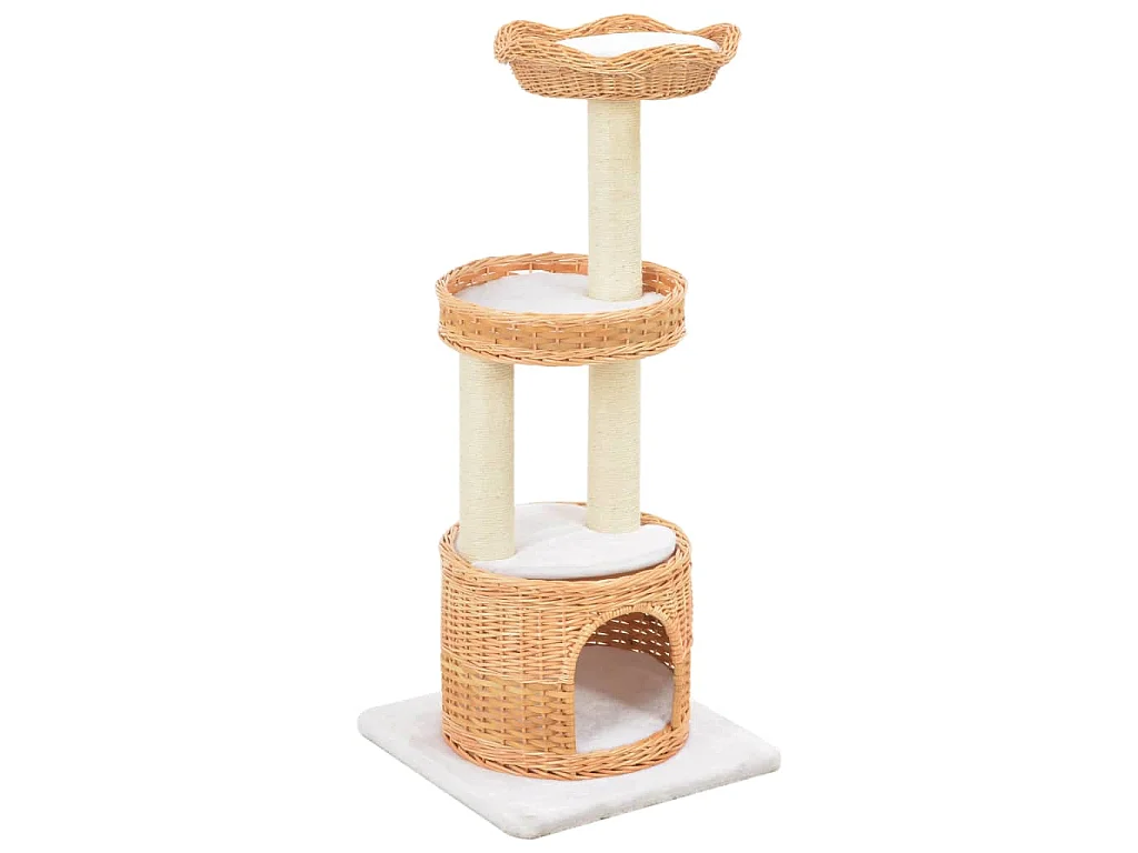 Árvore para gatos c/ postes arranhadores madeira de salgueiro