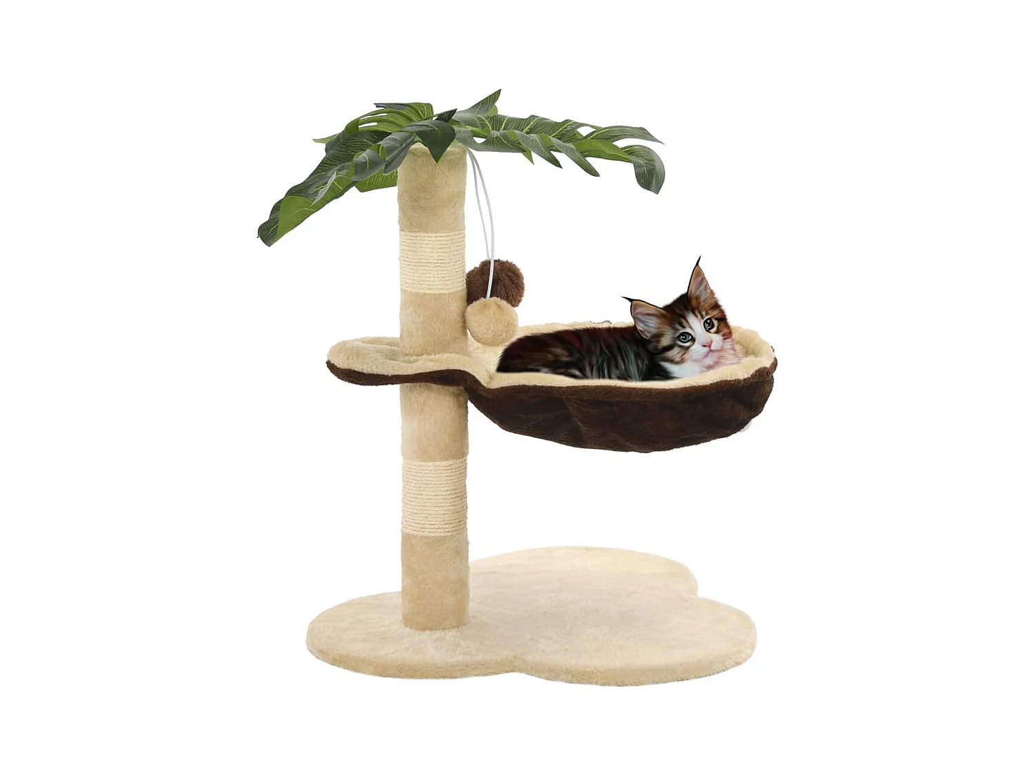 Arbre à chat avec griffoir en sisal 50 cm Beige et Marron