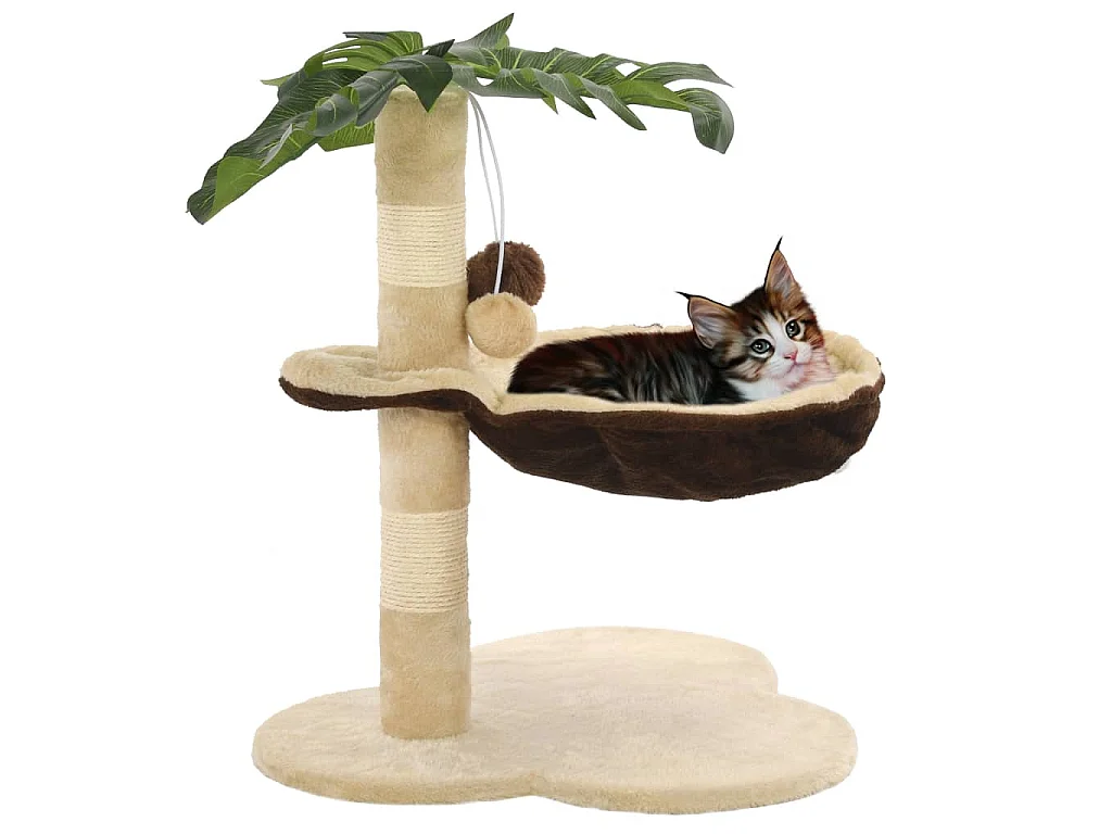 Arbre à chat avec griffoir en sisal 50 cm Beige et Marron