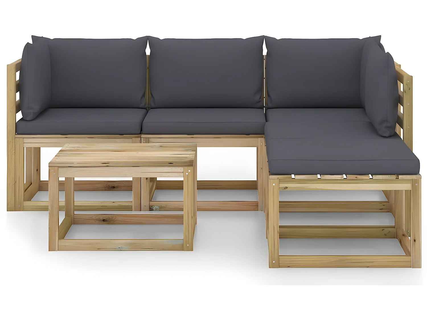 Salon de jardin 6 pcs avec coussins anthracite