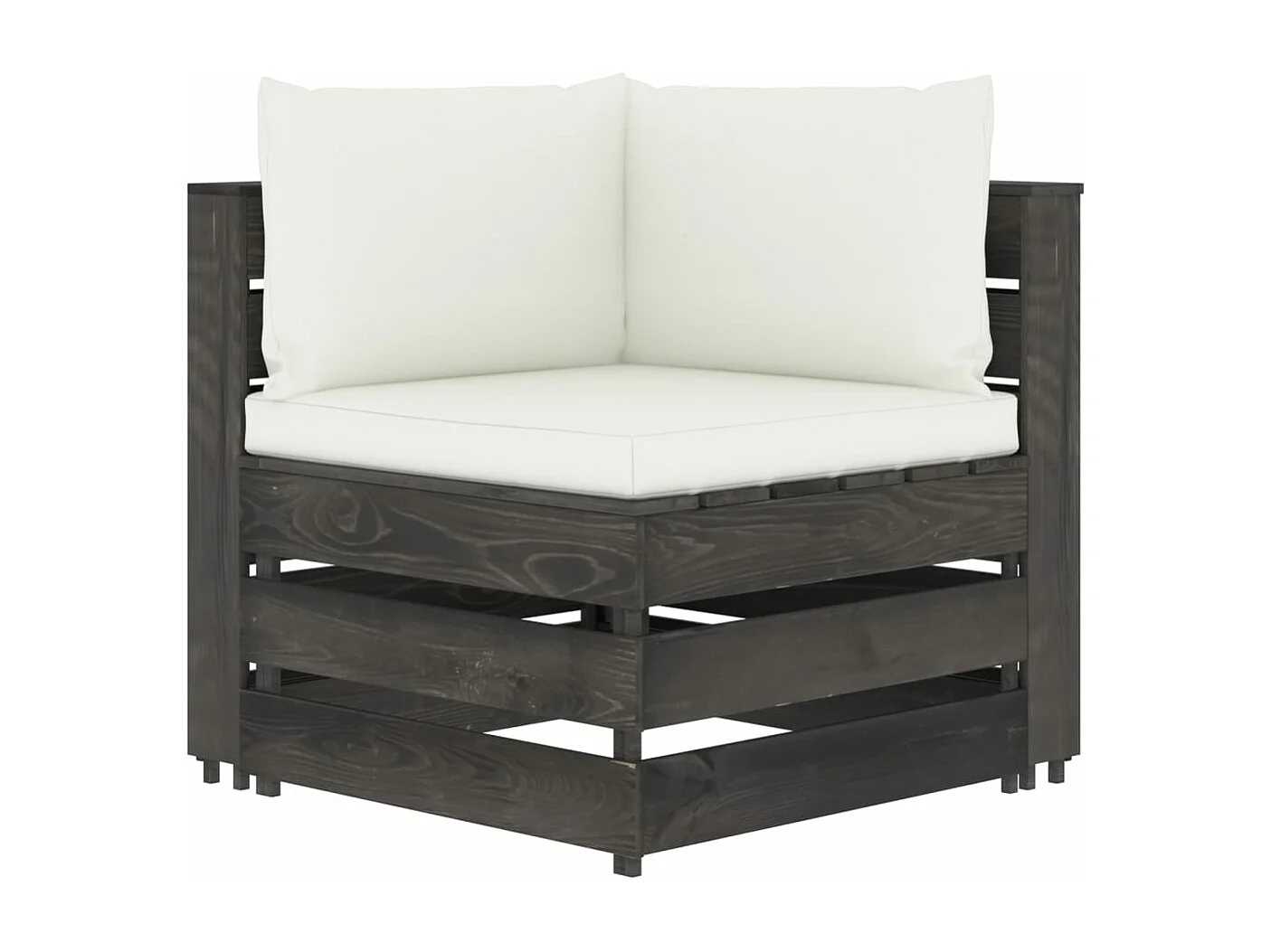 Salon de jardin 4 pcs avec coussins gris bois imprégné