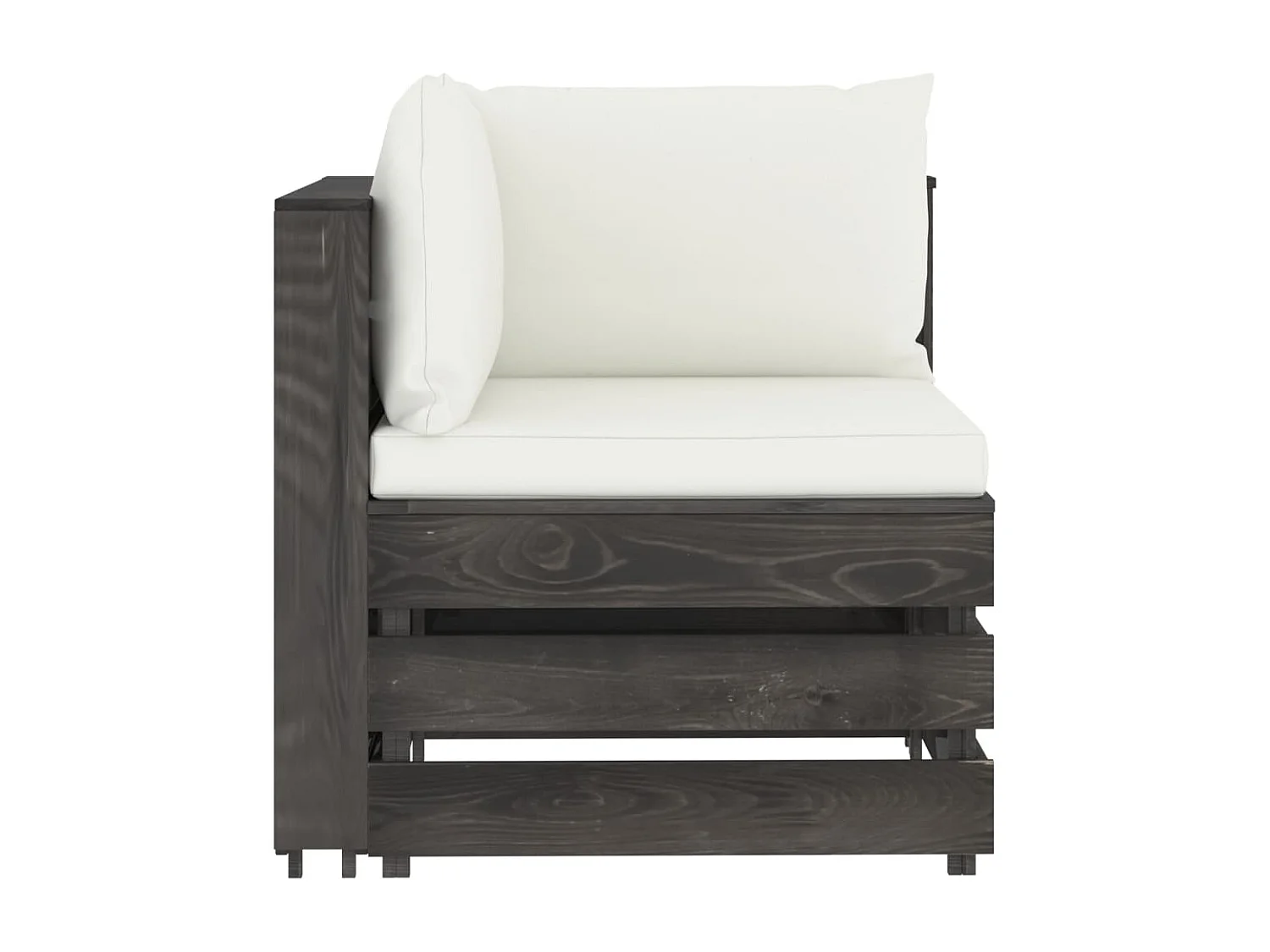 Salon de jardin 4 pcs avec coussins gris bois imprégné