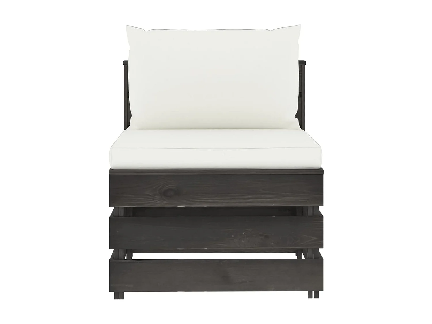 Salon de jardin 4 pcs avec coussins gris bois imprégné