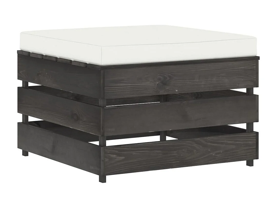 Salon de jardin 4 pcs avec coussins gris bois imprégné