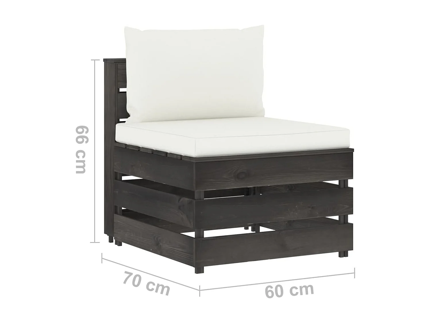 Salon de jardin 4 pcs avec coussins gris bois imprégné