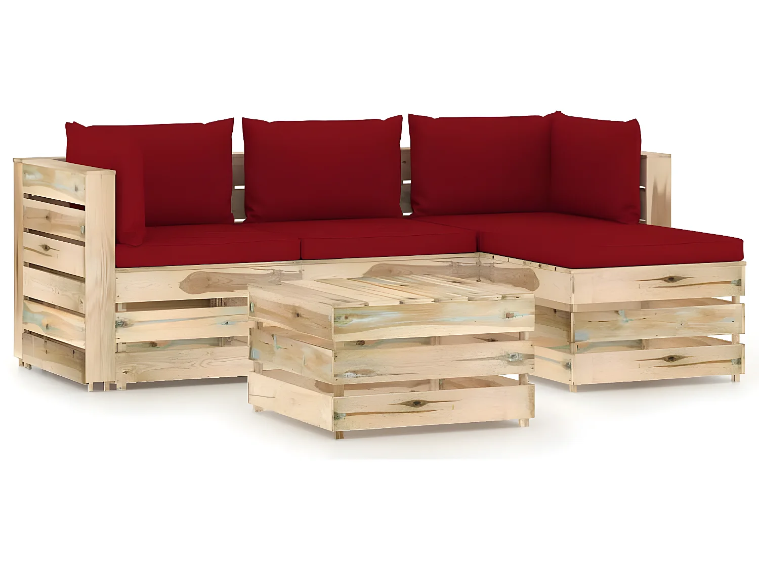 Salon de jardin 5 pcs avec coussins Bois imprégné de vert