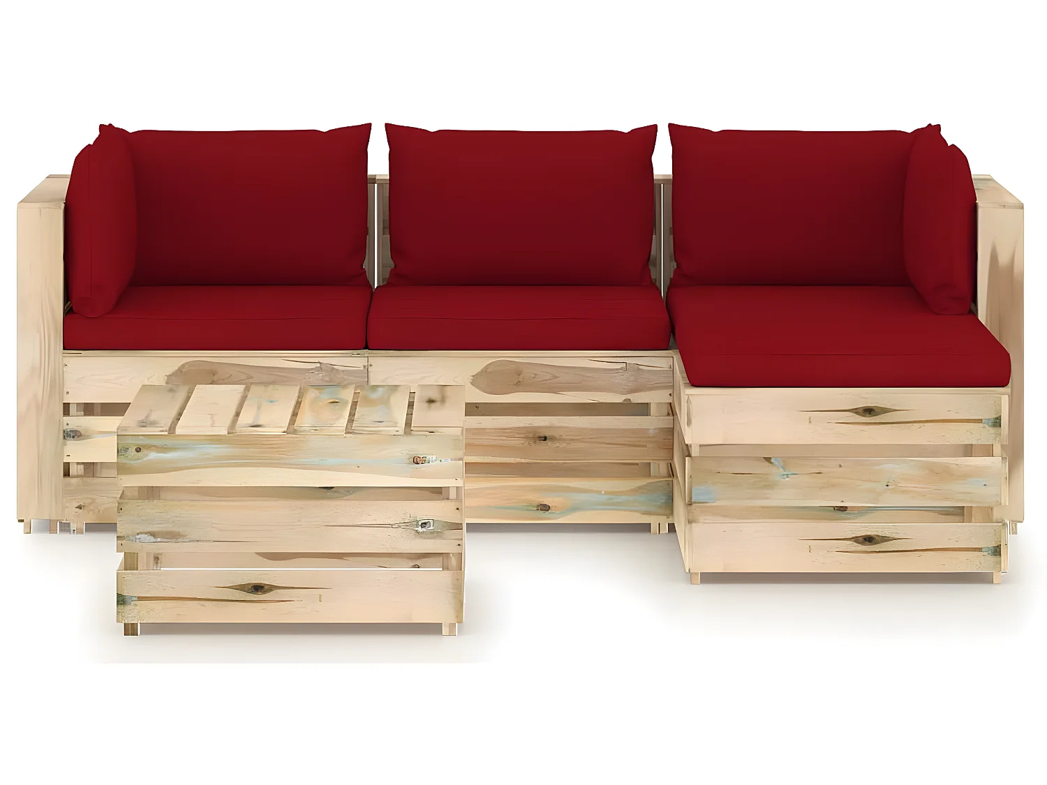 Salon de jardin 5 pcs avec coussins Bois imprégné de vert