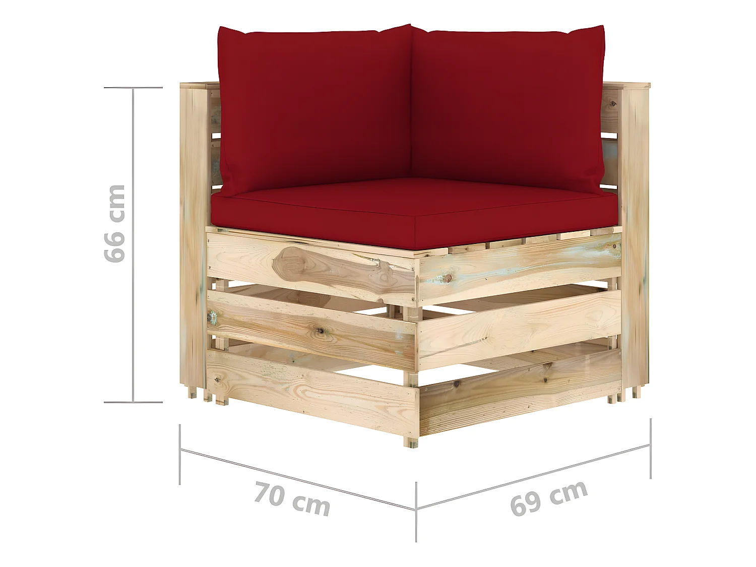 Salon de jardin 5 pcs avec coussins Bois imprégné de vert