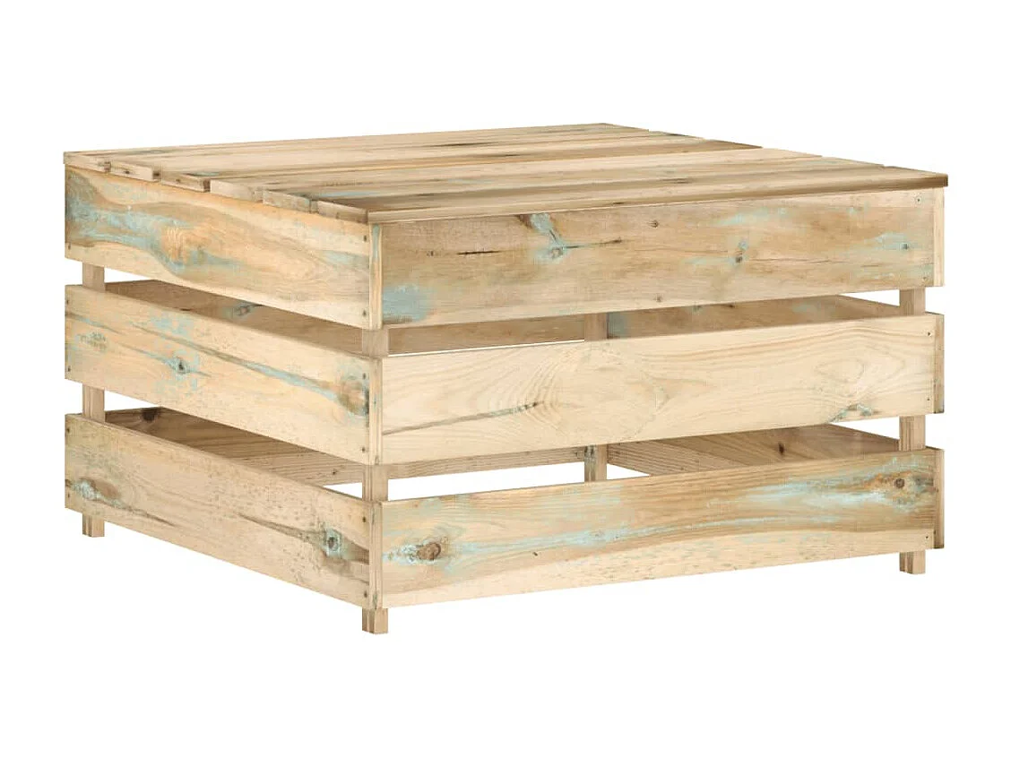 Salon de jardin 6 pcs avec coussins vert bois imprégné