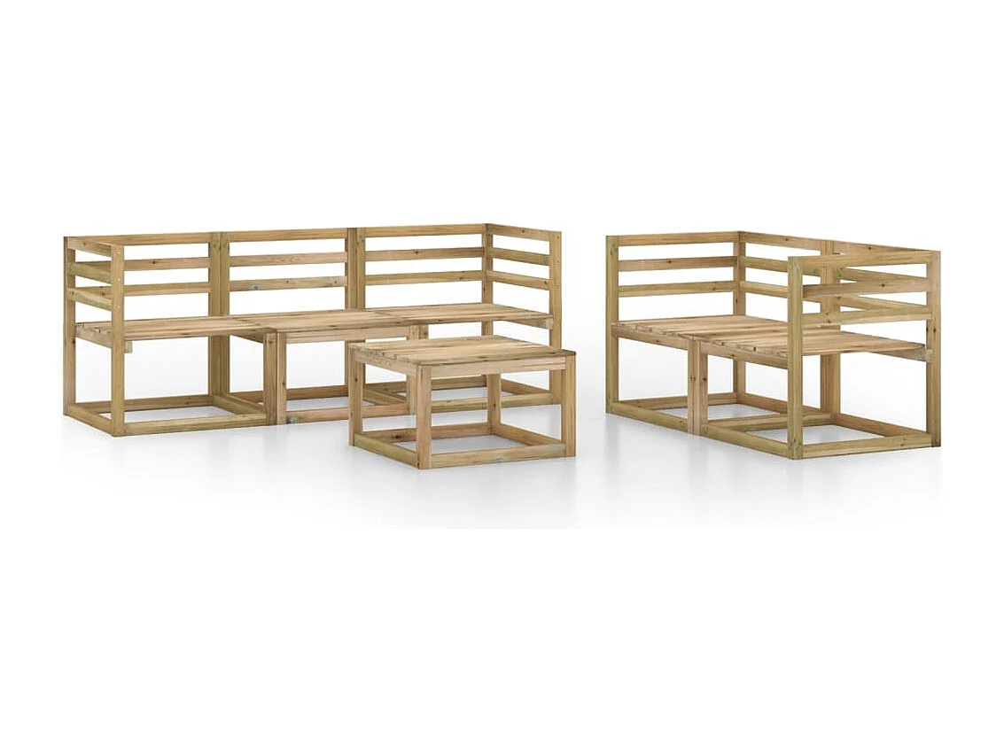 6 pcs conjunto lounge de jardim pinho impregnado verde