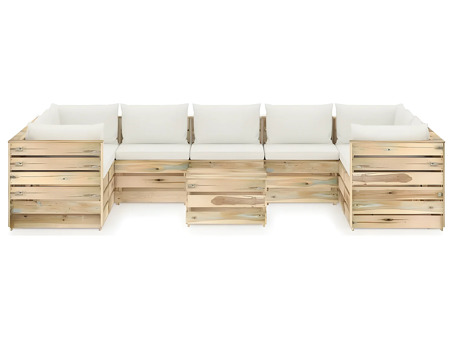 Salon de jardin 10 pcs avec coussins Bois imprégné de vert