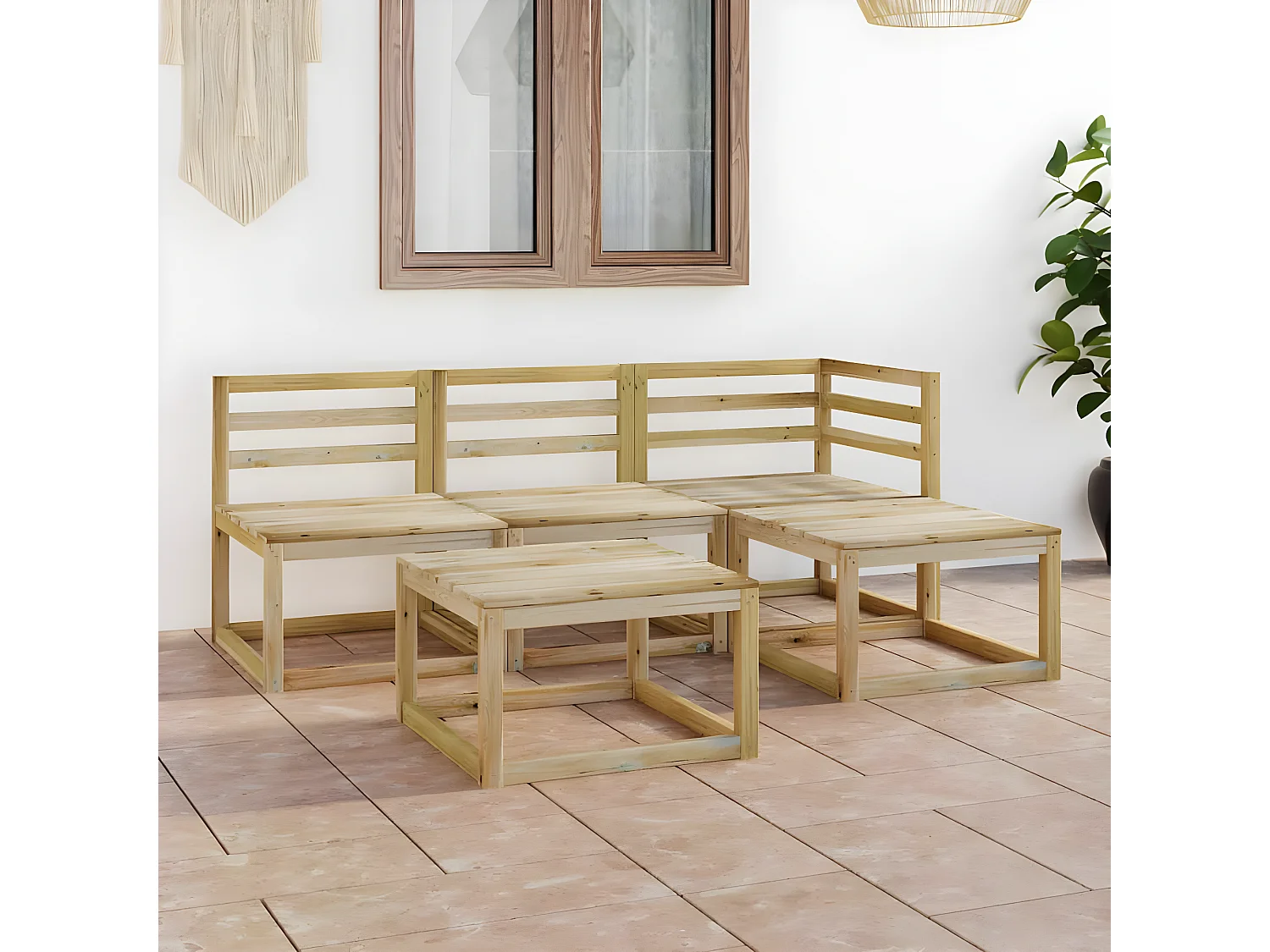 Salon de jardin 5 pcs bois de pin imprégné de vert