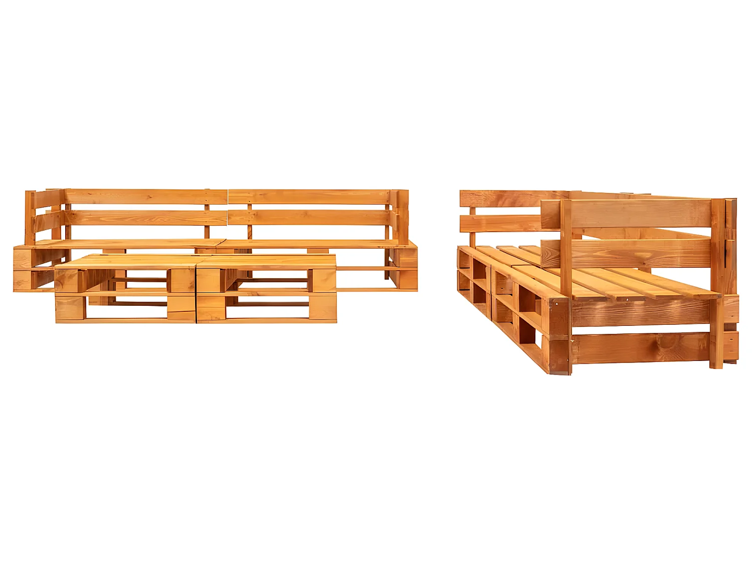 6-tlg. Paletten-Lounge-Set mit Kissen in Sandfarben Holz