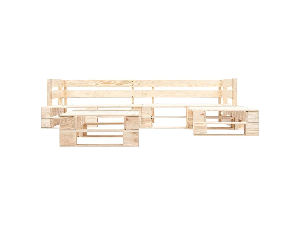Muebles de palets de jardín con cojines arena 4 piezas madera