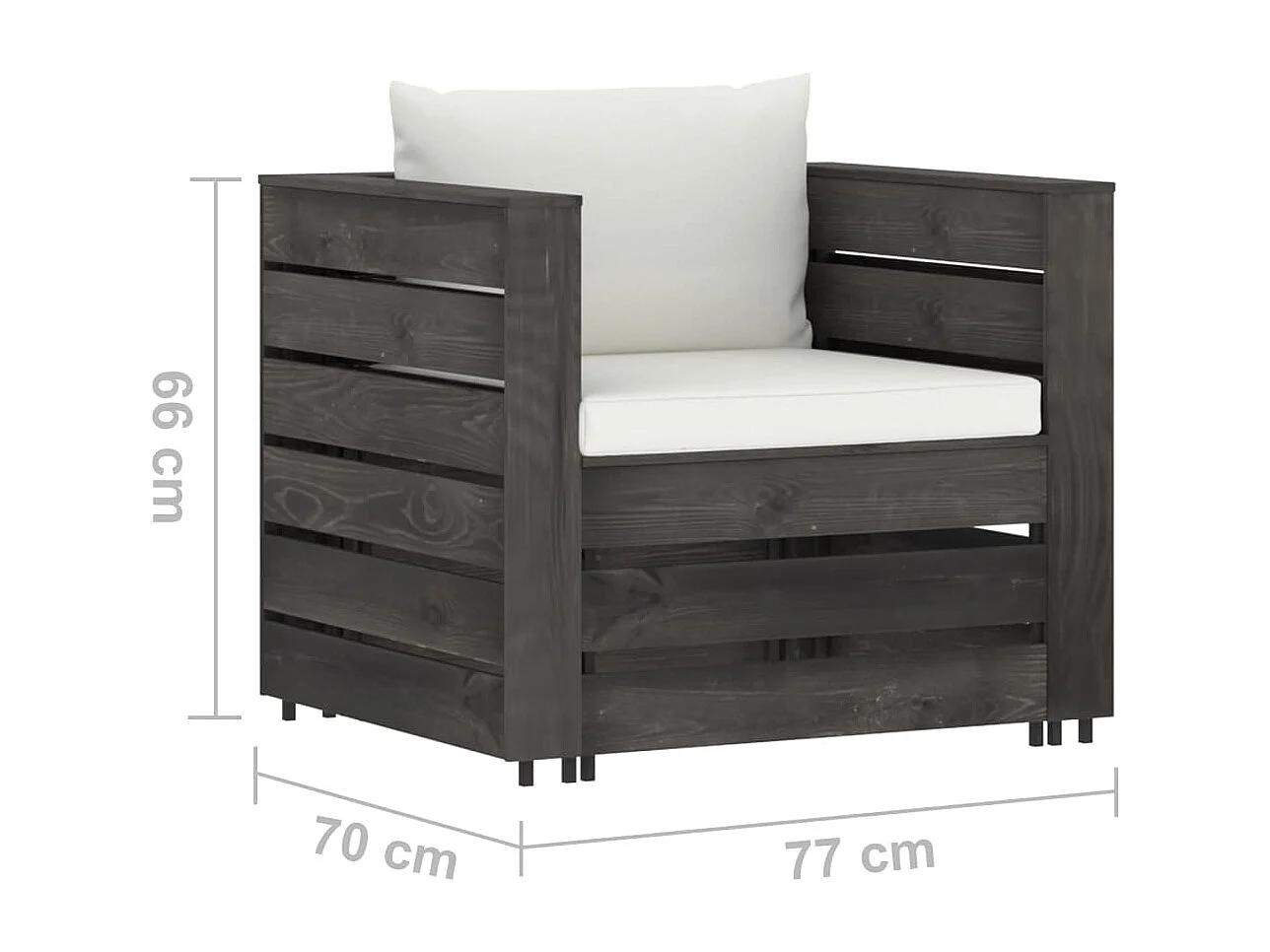 Salon de jardin 2 pcs avec coussins Bois imprégné de gris