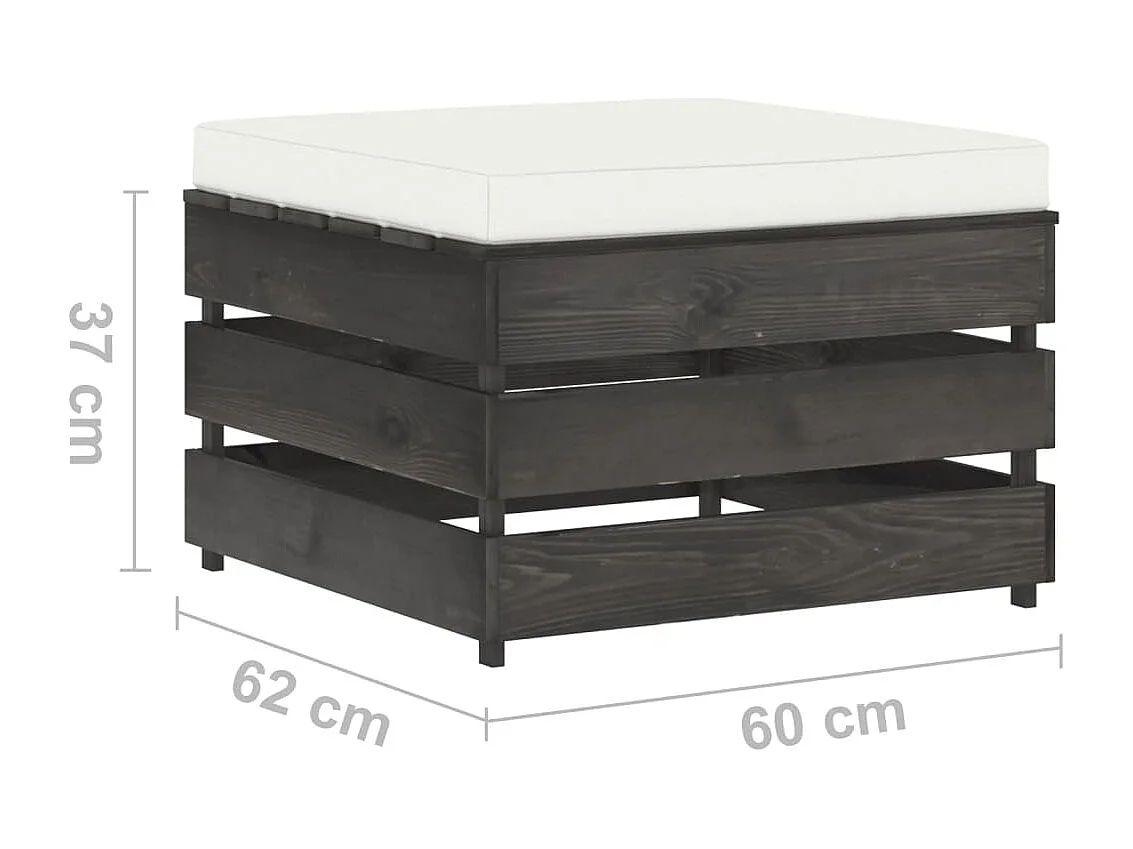 Salon de jardin 2 pcs avec coussins Bois imprégné de gris