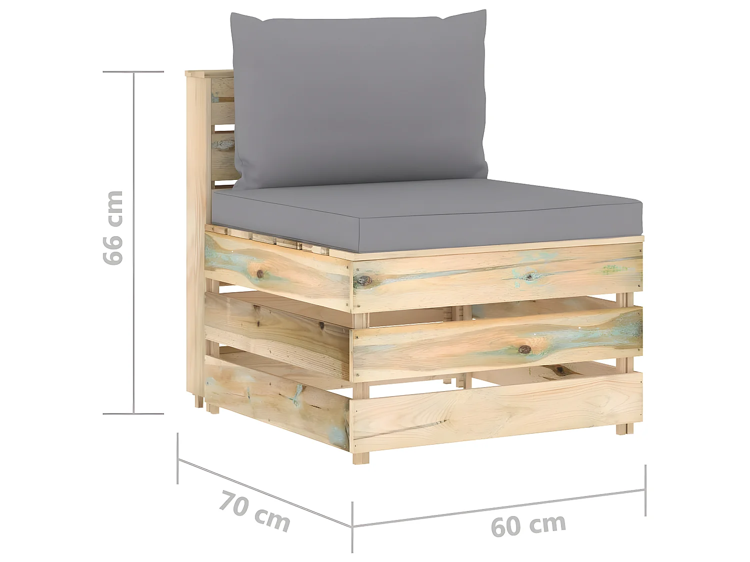 Salon de jardin 7 pcs avec coussins Bois imprégné de vert