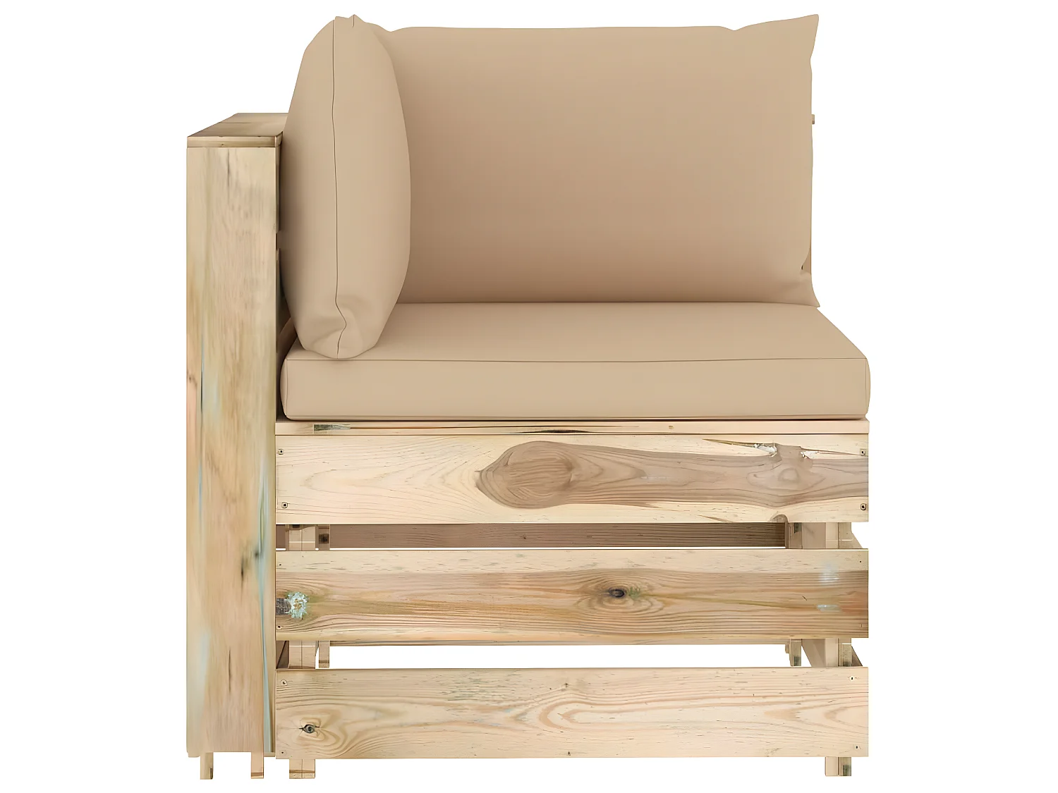 Salon de jardin 7 pcs avec coussins vert bois imprégné