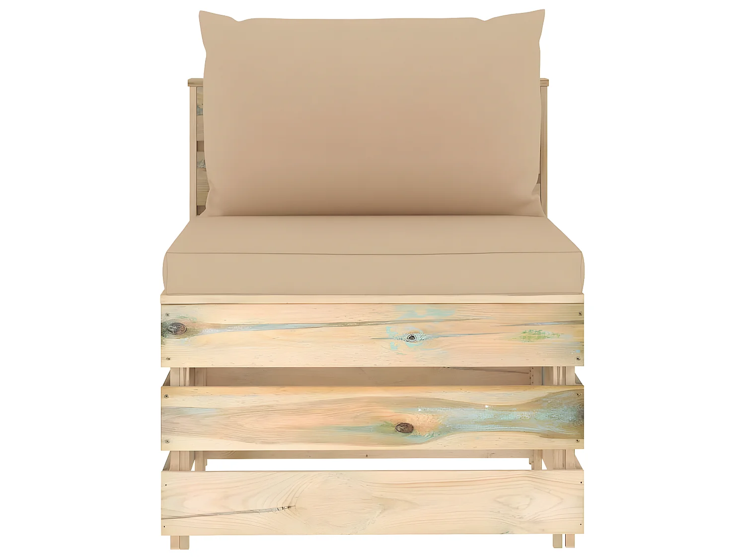 Salon de jardin 7 pcs avec coussins vert bois imprégné