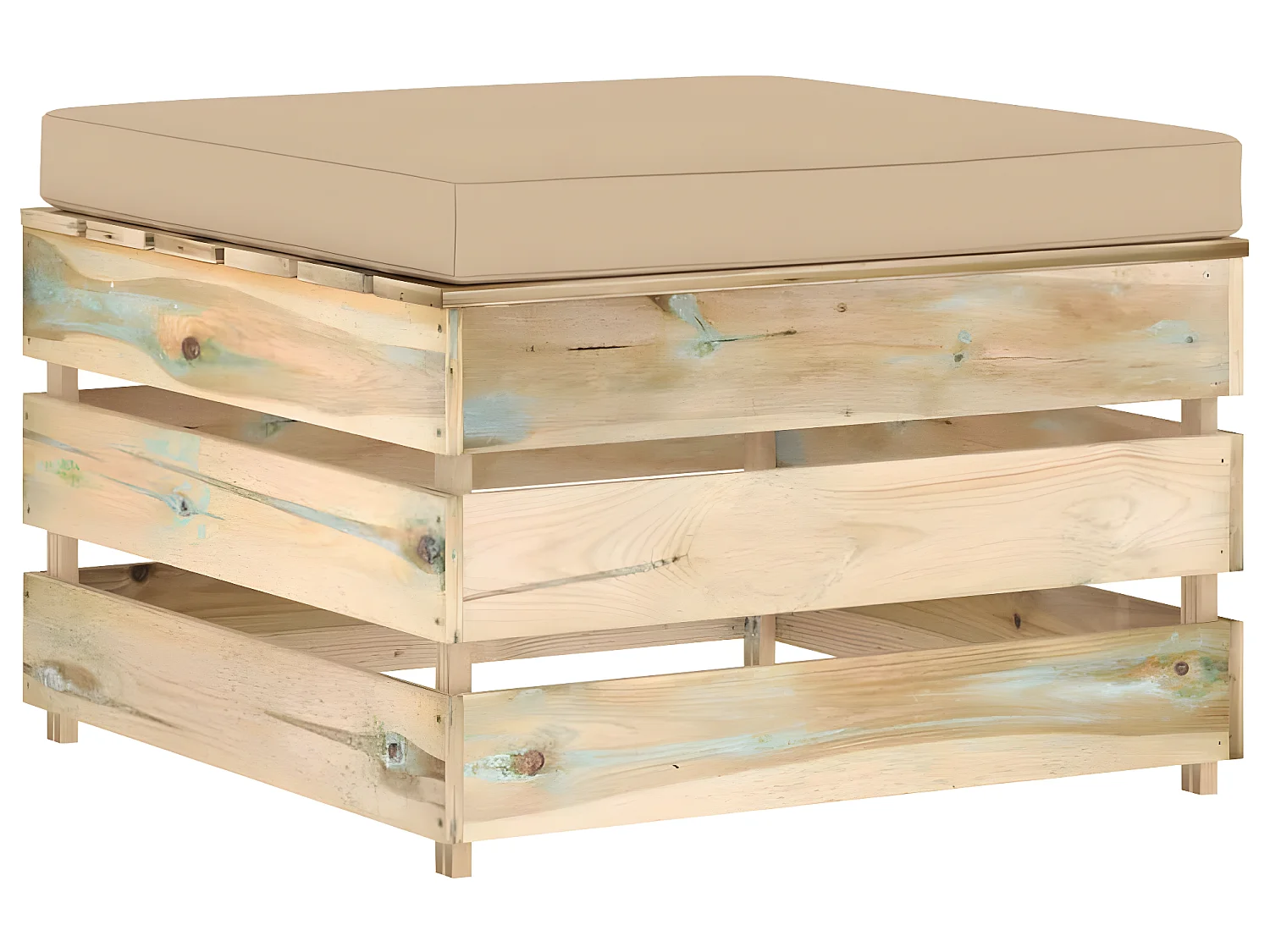 Salon de jardin 7 pcs avec coussins vert bois imprégné