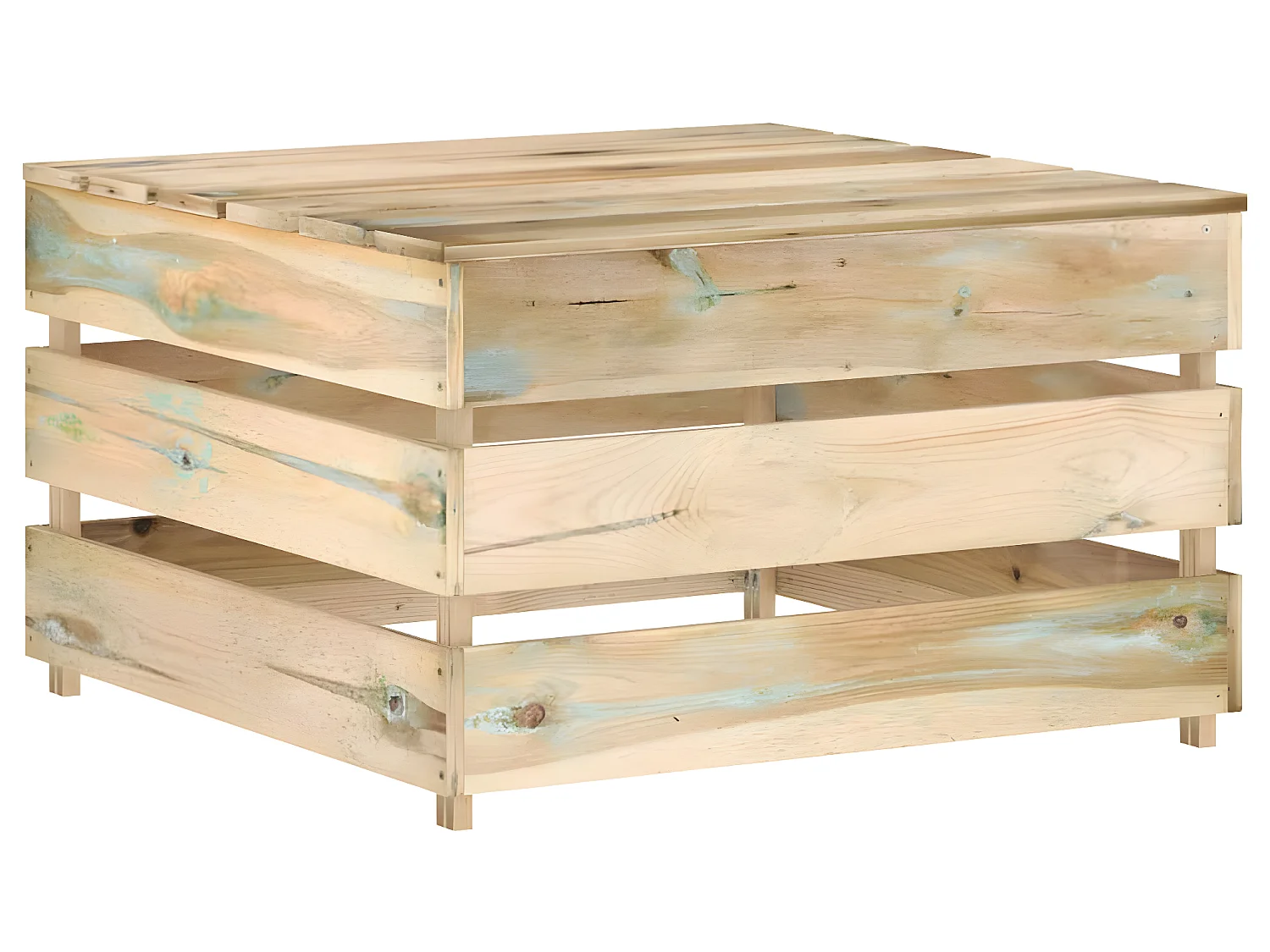 Salon de jardin 7 pcs avec coussins vert bois imprégné