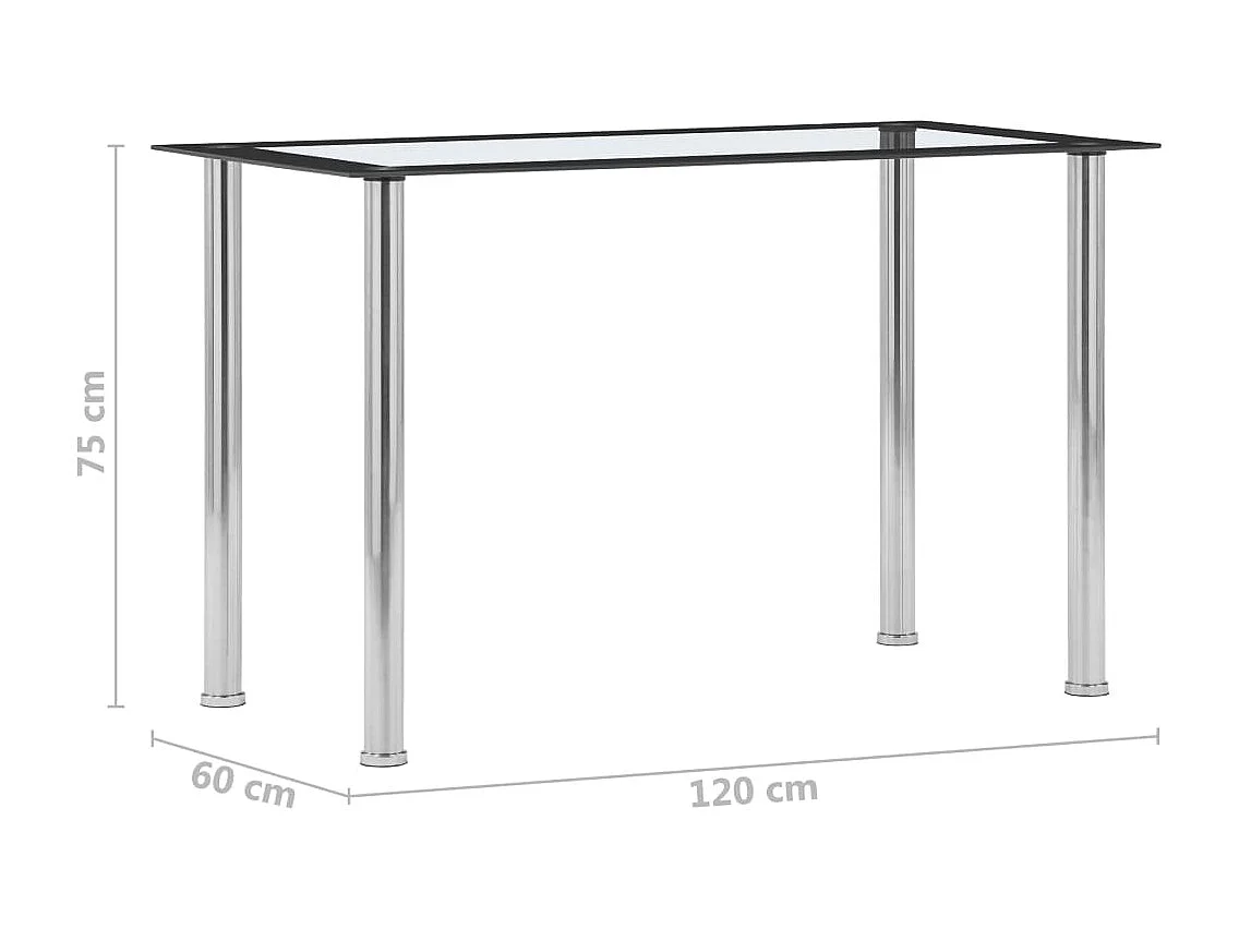 Table à manger Noir et transparent 120x60x75 cm Verre trempé